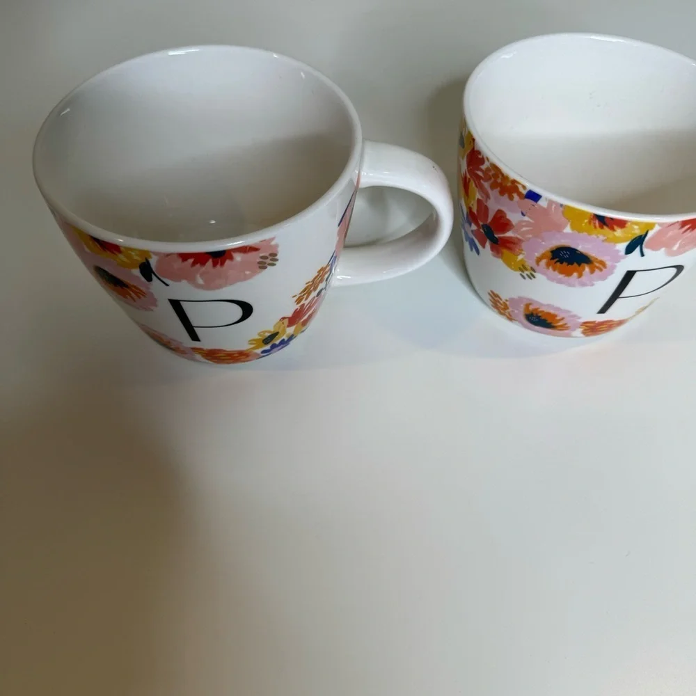 Opalhouse Coffee Mug Cup set of 2 Initial Letter P Monogram